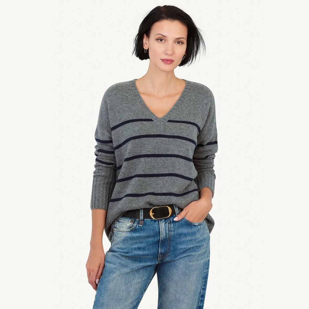 Ella Striped Vee Sweater