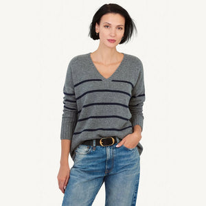 Ella Striped Vee Sweater