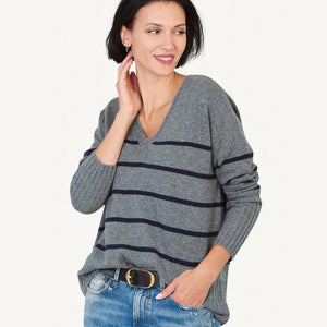 Ella Striped Vee Sweater