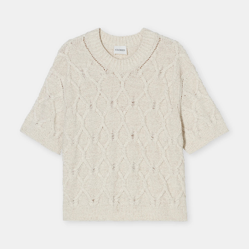 Cable Knit Short Sleeve Sweater