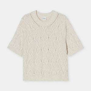 Cable Knit Short Sleeve Sweater